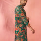 Green Silk Blend Party Wear Men's Kurta