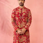 Maroon Silk Blend Party Wear Men's Kurta
