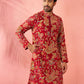 Maroon Silk Blend Party Wear Men's Kurta