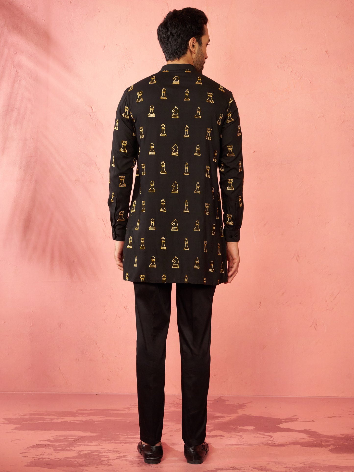 Black Satin Festival Wear Men'S Kurta Set