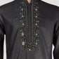Black Silk Wedding Wear Men'S Kurta Set