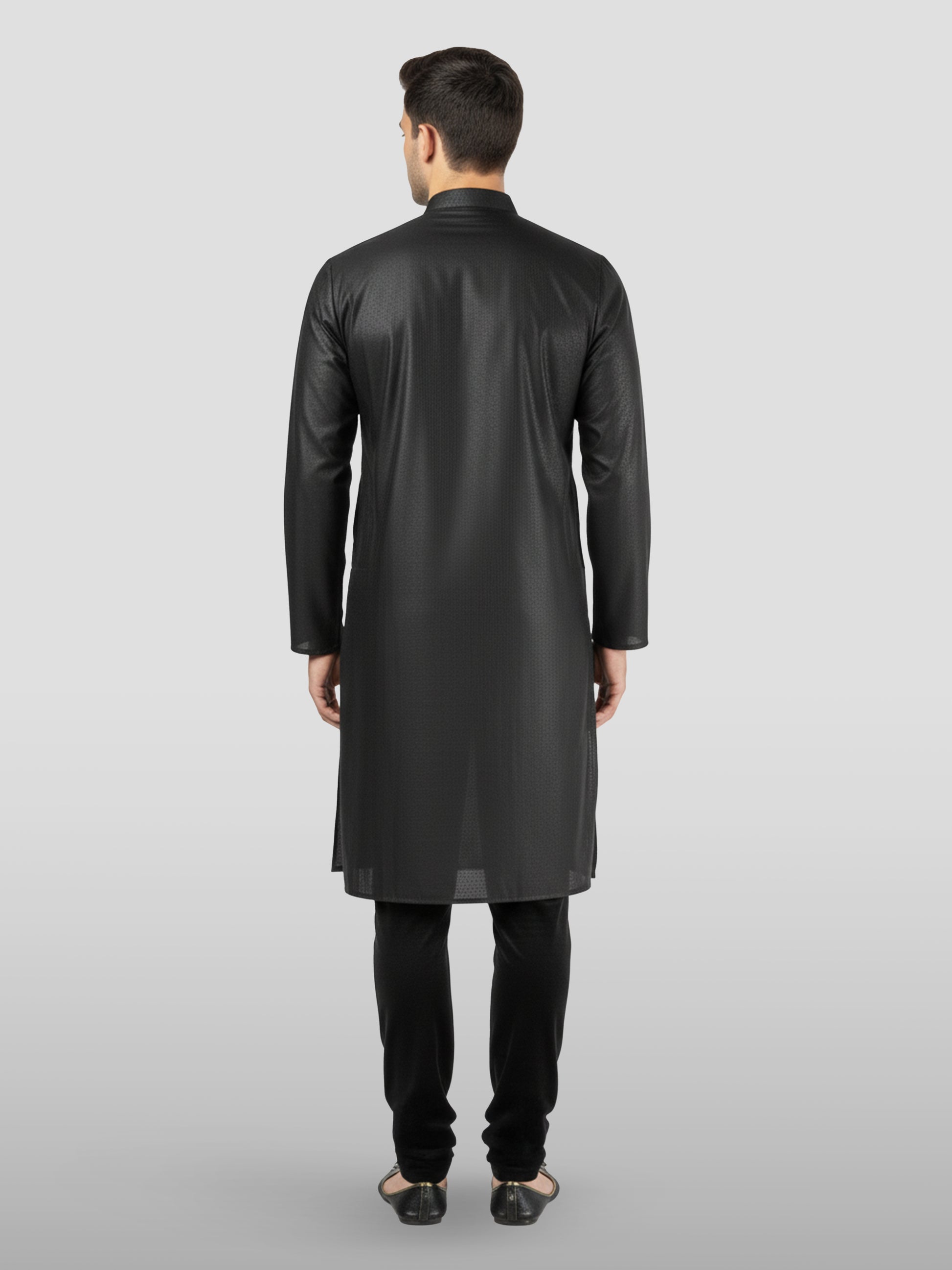 Black Silk Wedding Wear Men'S Kurta Set