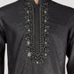 Black Silk Wedding Wear Men'S Kurta Set