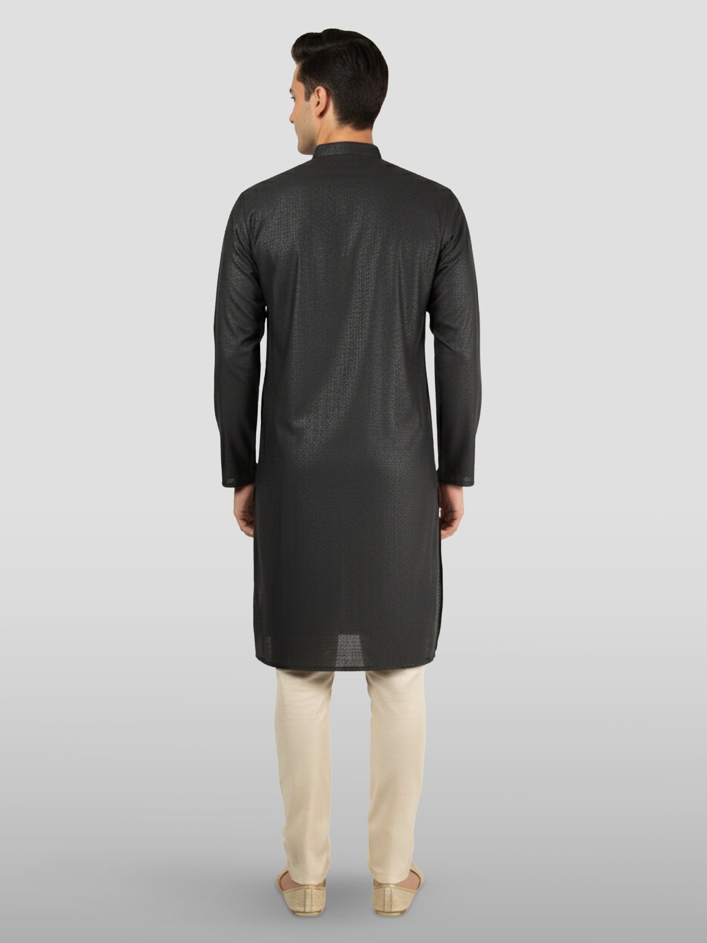 Black Silk Wedding Wear Men'S Kurta Set