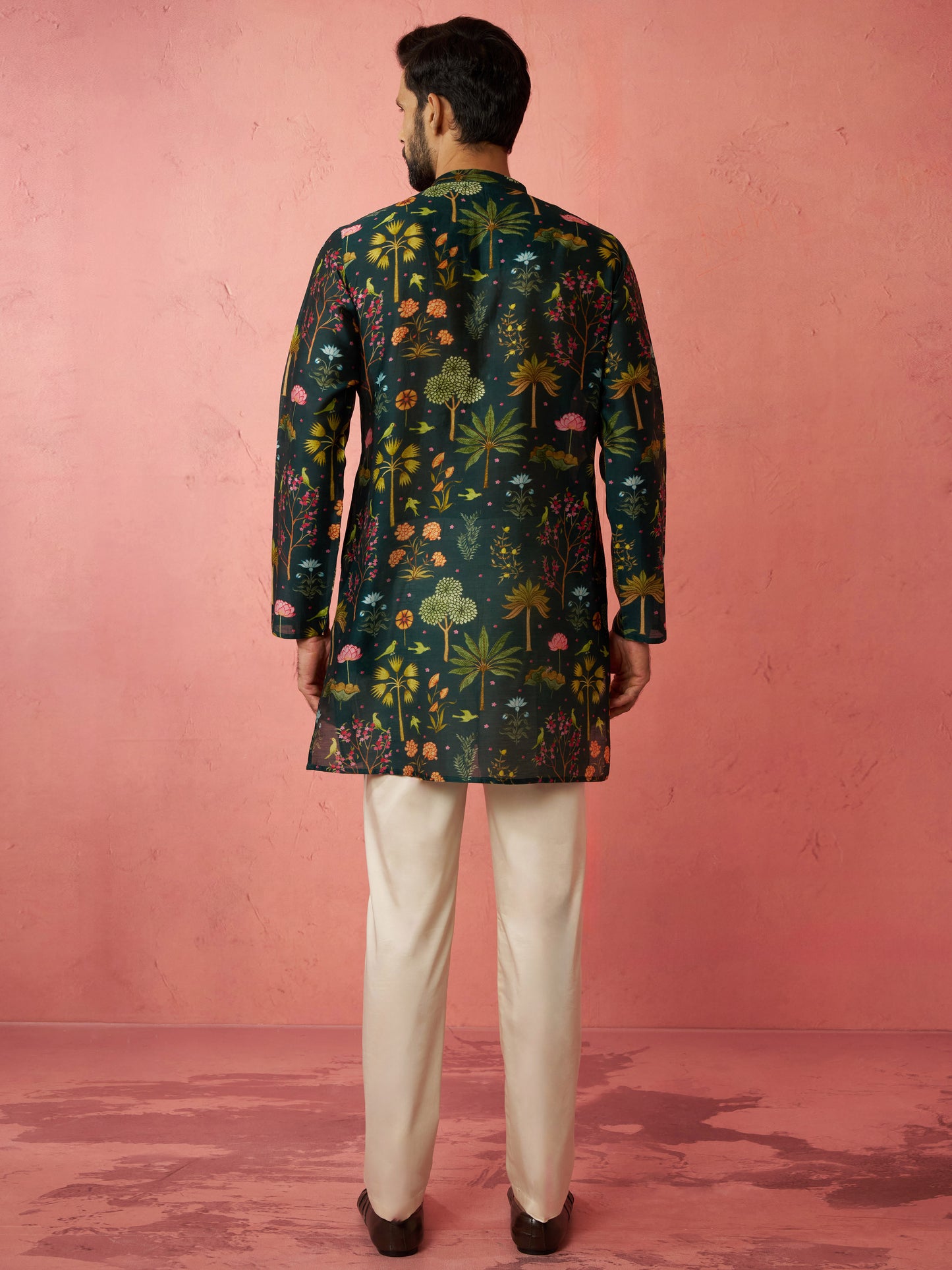 Bottle Green Maslin Festival Wear Men'S Kurta Set