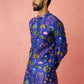 Designer Blue Silk Blend Party Wear Men's Kurta