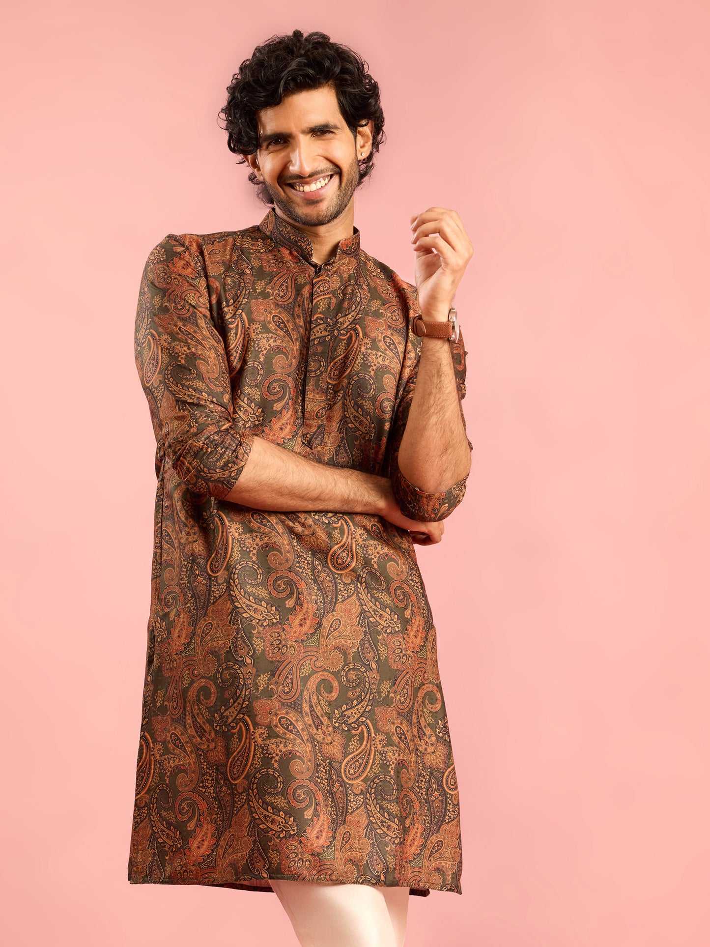Mint Silk Blend Party Wear Men's Kurta