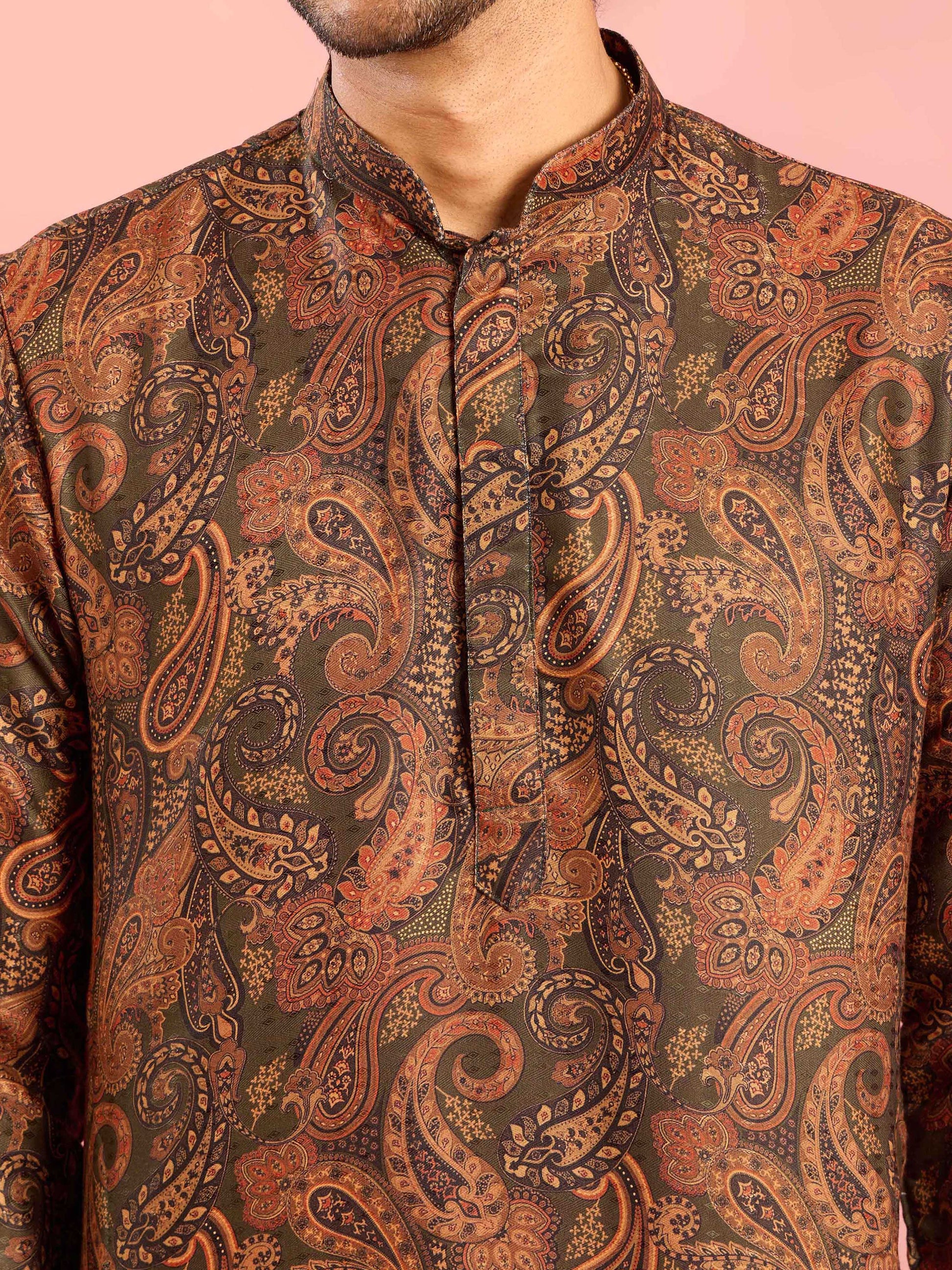 Mint Silk Blend Party Wear Men's Kurta