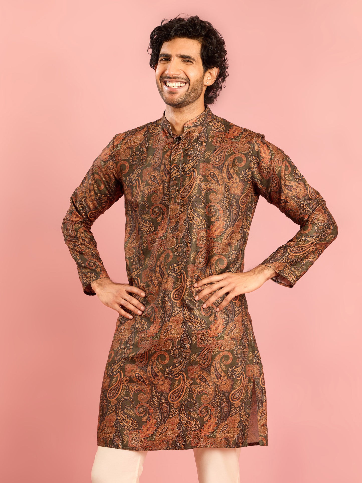 Mint Silk Blend Party Wear Men's Kurta