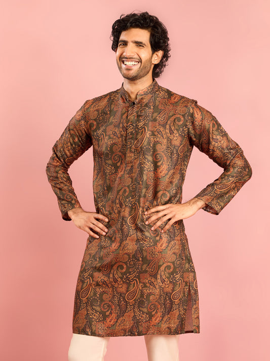Mint Silk Blend Party Wear Men's Kurta