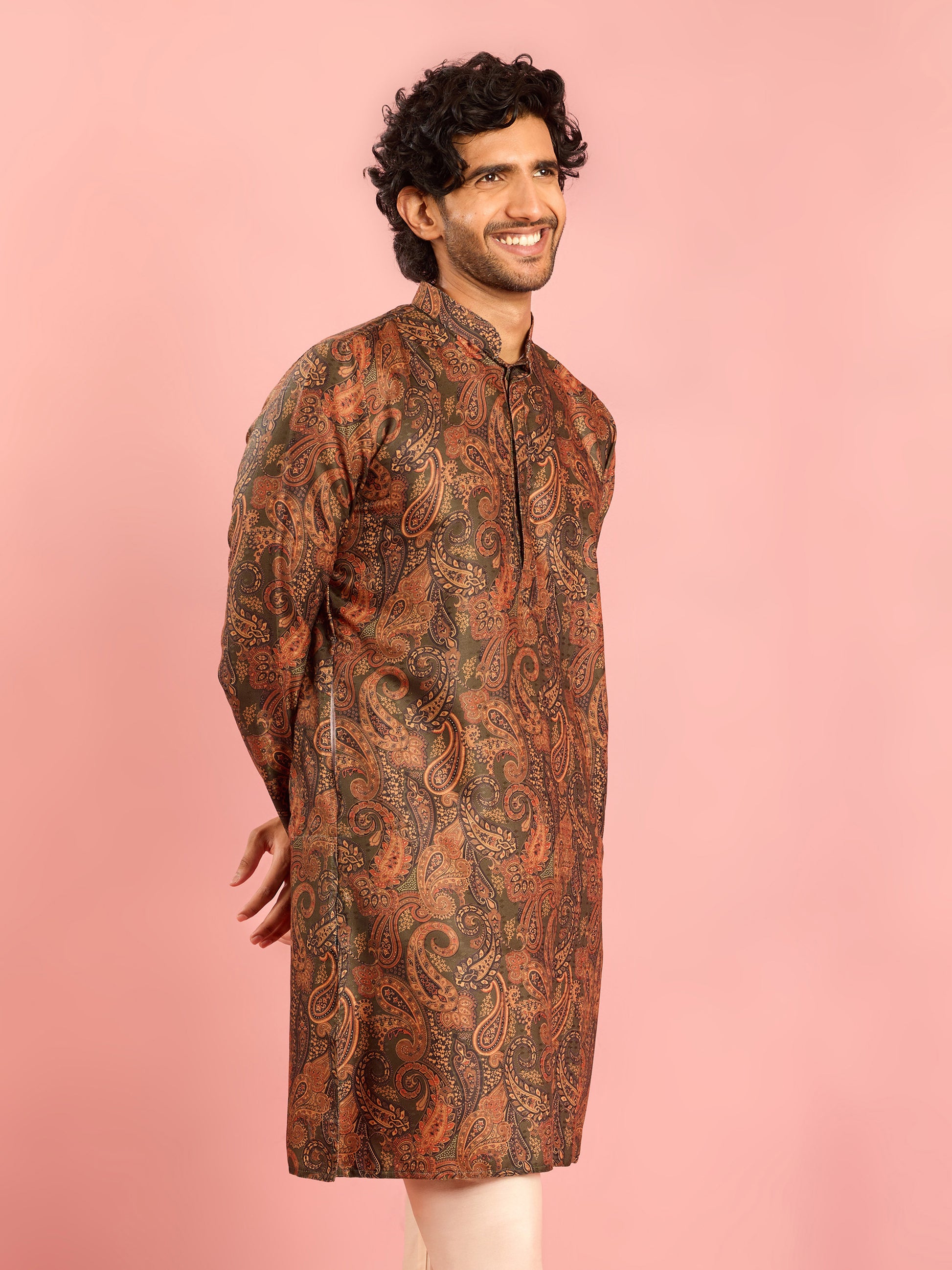 Mint Silk Blend Party Wear Men's Kurta