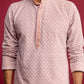Pink Silk Blend Party Wear Men's Kurta