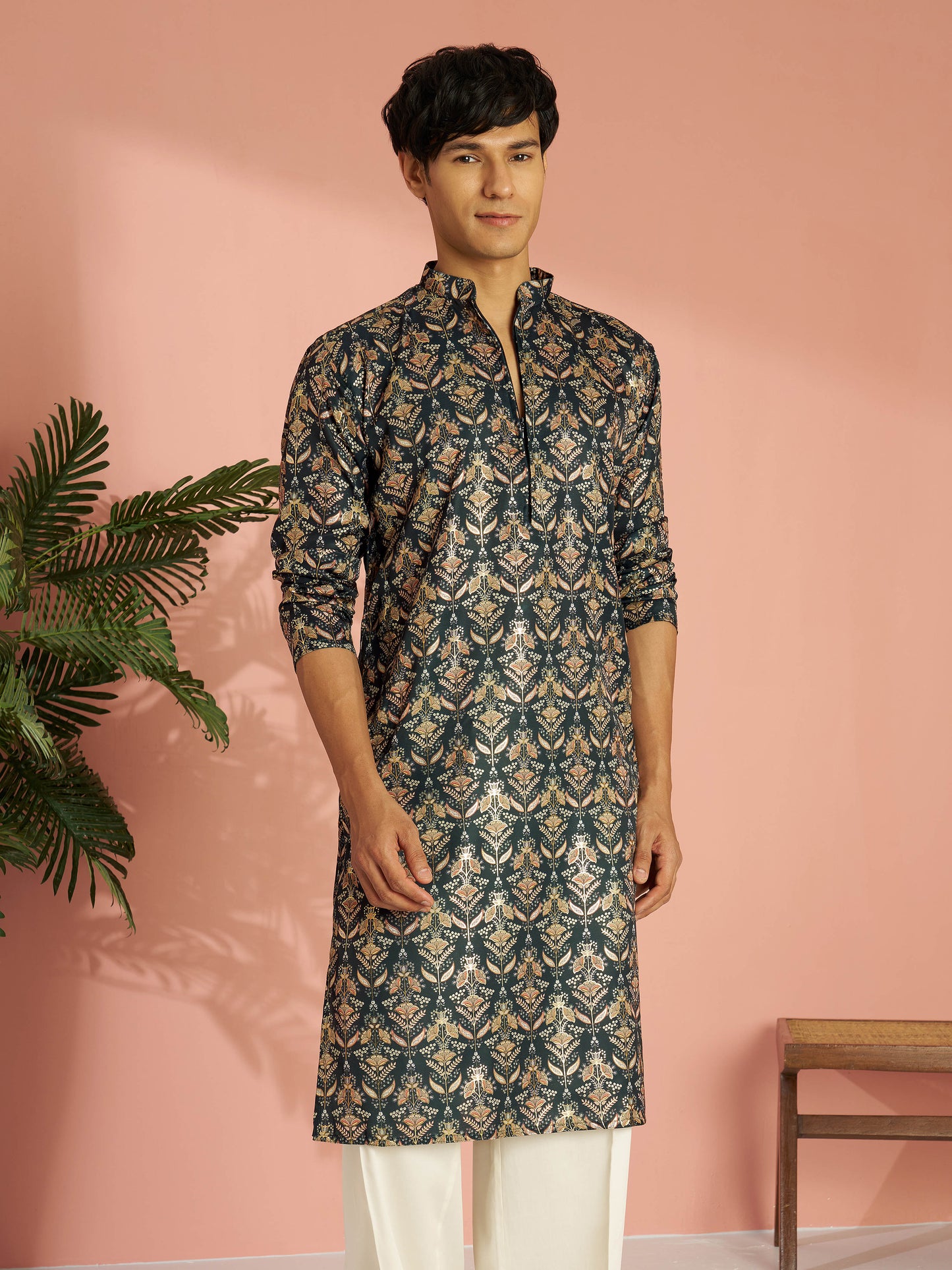 Brown Silk Blend Party Wear Men's Kurta