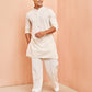 Cream Cotton Festival Wear Men'S Kurta Set