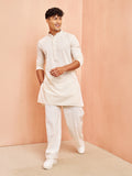 Cream Cotton Festival Wear Men'S Kurta Set