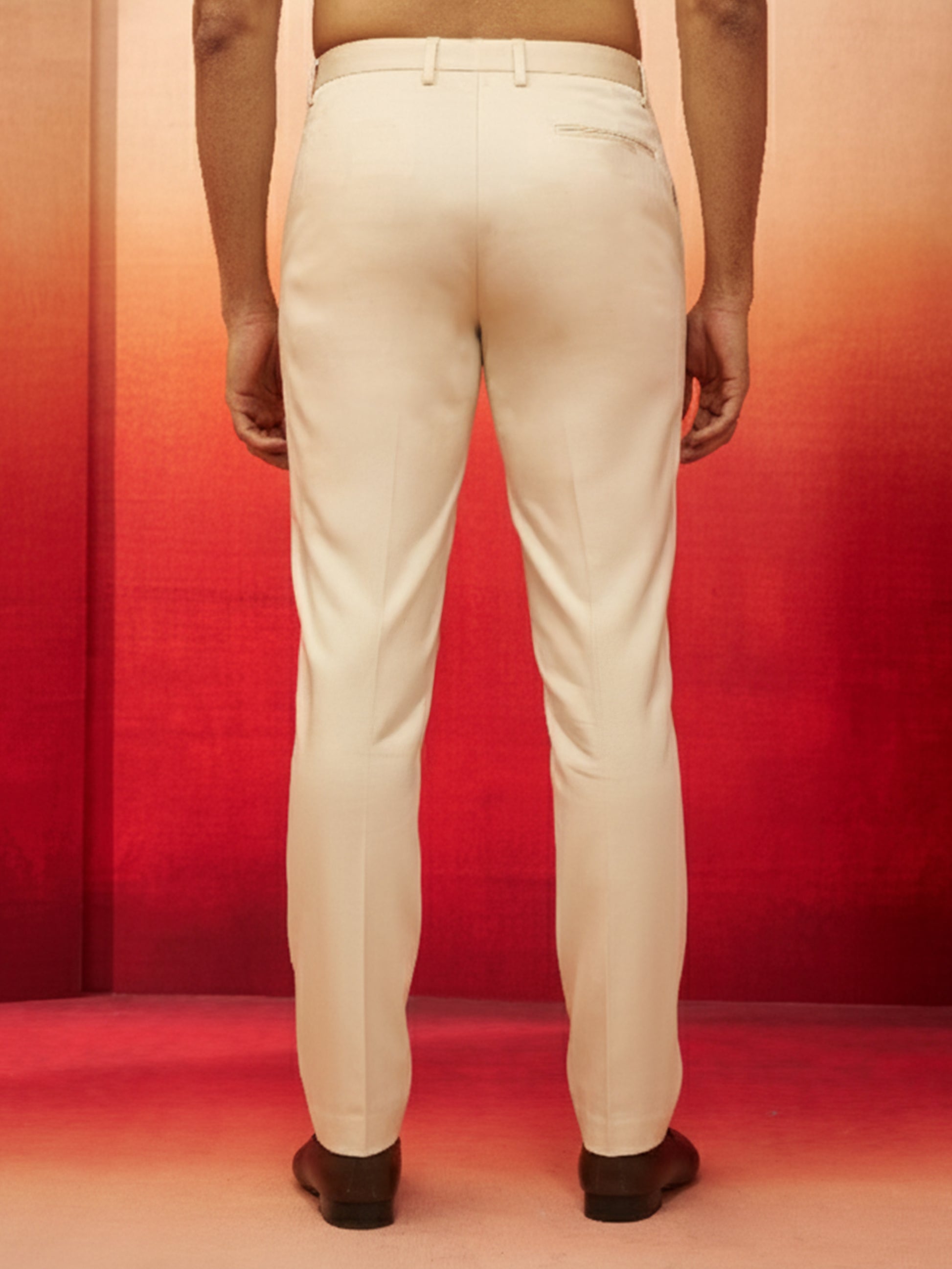 Beige Cotton Lycra Festival Men's Pant