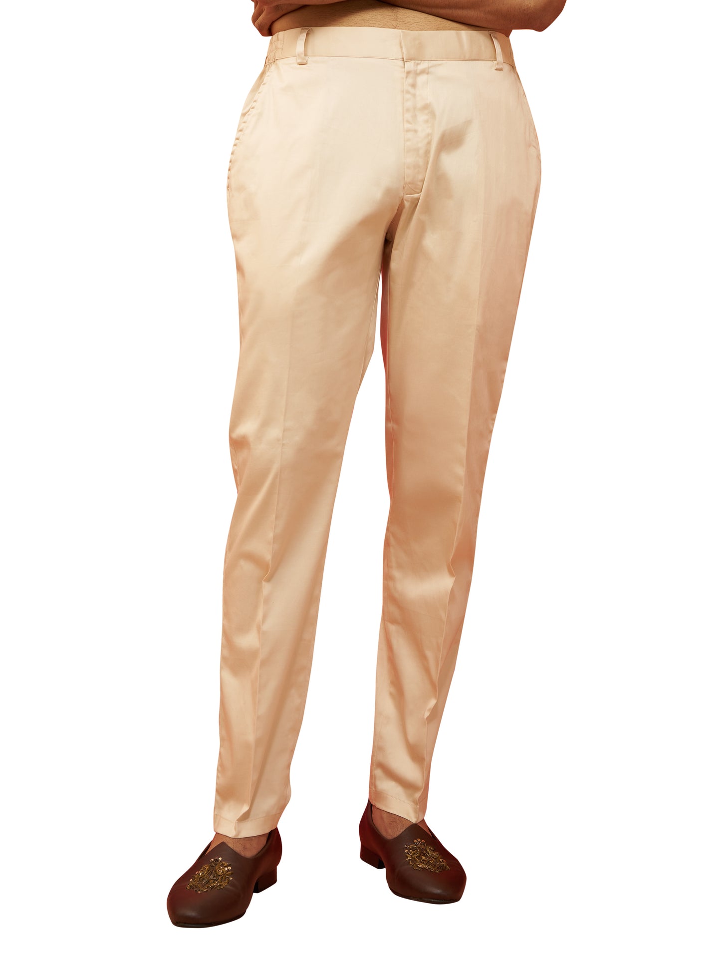 Beige Cotton Lycra Festival Men's Pant