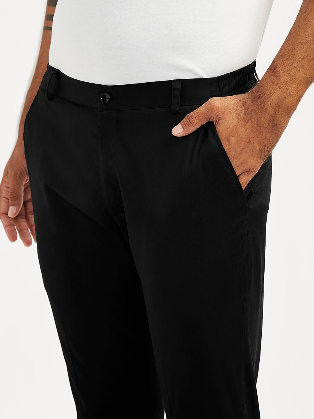 Black Cotton Lycra Festival Men's Pant