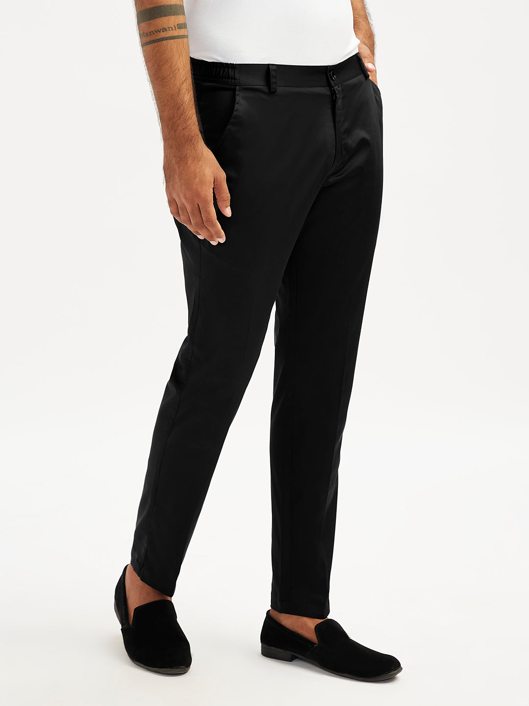 Black Cotton Lycra Festival Men's Pant