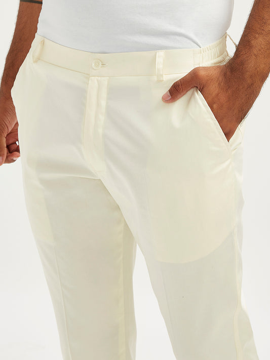 Cream Cotton Lycra Festival Men's Pant
