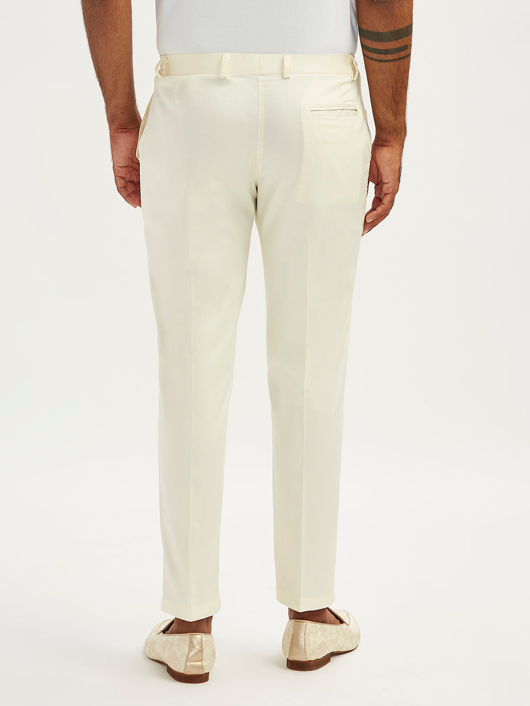 Cream Cotton Lycra Festival Men's Pant