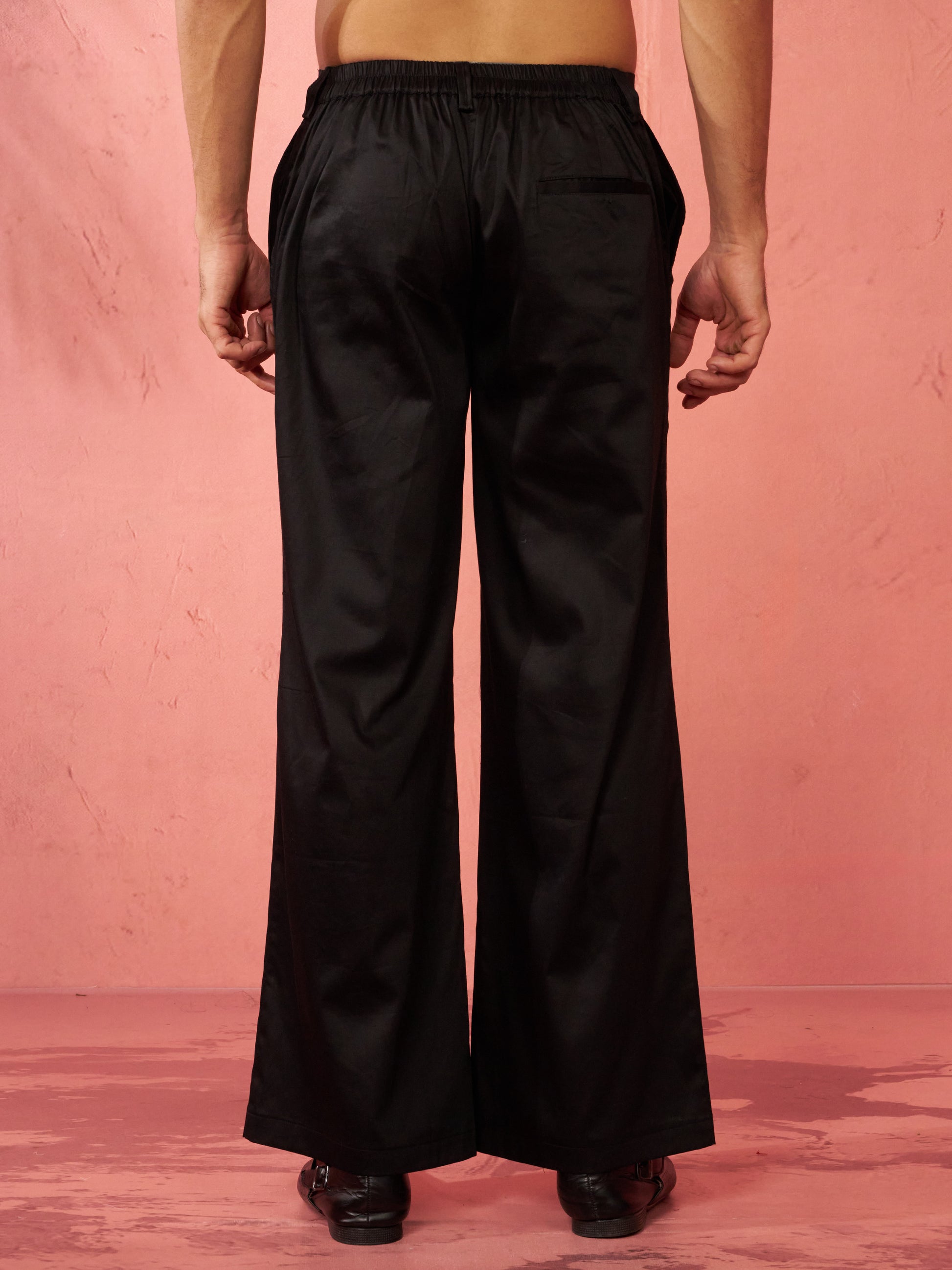 Black Fine Satin Festival Men's Pant