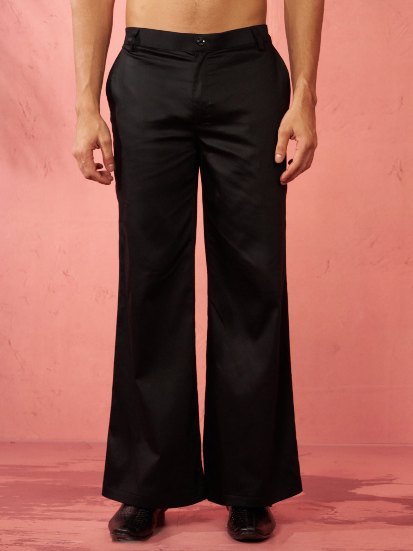 Black Fine Satin Festival Men's Pant