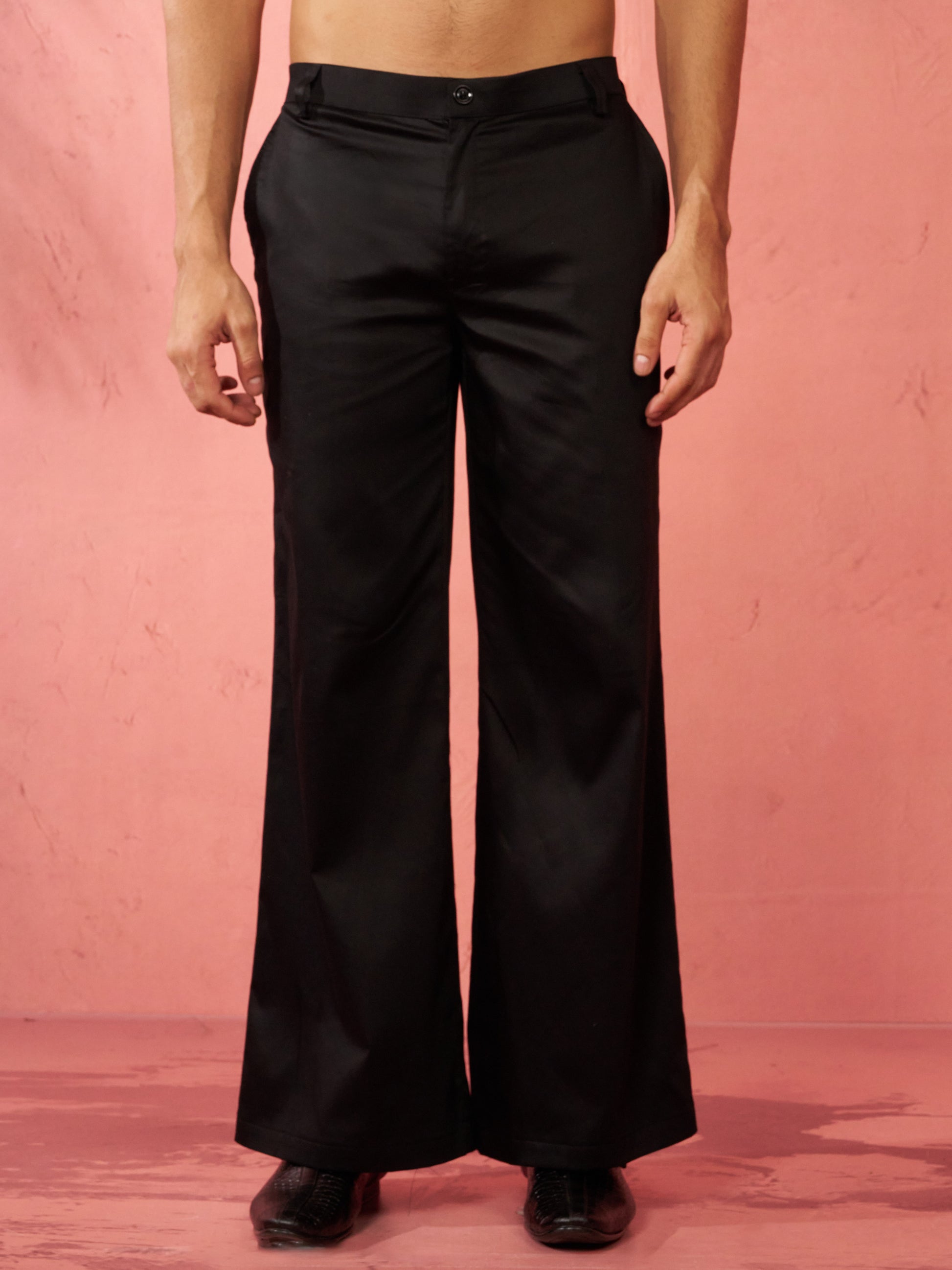 Black Fine Satin Festival Men's Pant