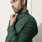 Mehendi Green Cotton Festival Wear Men'S Kurta Set