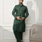 Mehendi Green Cotton Festival Wear Men'S Kurta Set