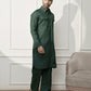 Mehendi Green Cotton Festival Wear Men'S Kurta Set