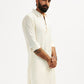 Cream Cotton Blend Party Wear Men's Pant