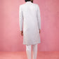 Grey Silk Blend Wedding Men's Sherwani Set