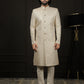 Gold Silk Blend Wedding Men's Sherwani Set