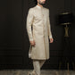 Gold Silk Blend Wedding Men's Sherwani Set