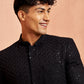 Black Silk Blend Wedding Men's Sherwani Set