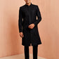 Black Silk Blend Wedding Men's Sherwani Set