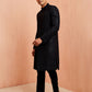 Black Silk Blend Wedding Men's Sherwani Set