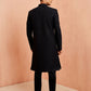 Black Silk Blend Wedding Men's Sherwani Set