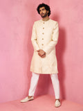 Maroon Silk Blend Wedding Men's Sherwani Set