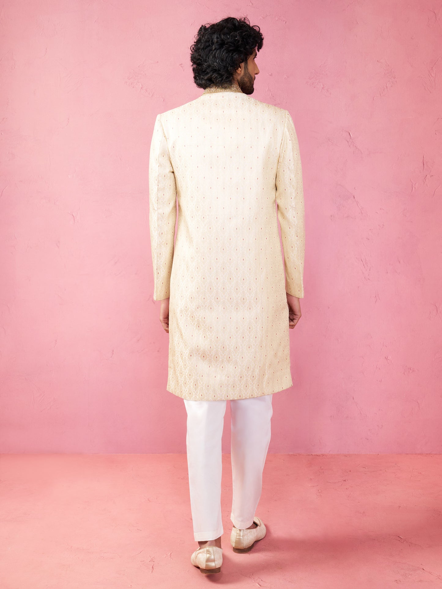 Maroon Silk Blend Wedding Men's Sherwani Set
