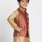 Boys' Maroon Cotton Silk Blend Nehru Jacket