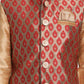 Boys' Maroon Cotton Silk Blend Nehru Jacket