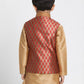 Boys' Maroon Cotton Silk Blend Nehru Jacket