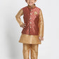 Boys' Maroon Cotton Silk Blend Nehru Jacket