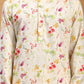 Men's Cream Printed Cotton Blend Kurta and Cream Viscose Pant Set