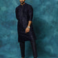 Men's Blue Silk Blend Kurta Pyjama Set
