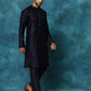 Men's Blue Silk Blend Kurta Pyjama Set