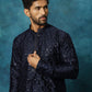 Men's Blue Silk Blend Kurta Pyjama Set