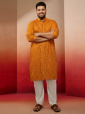 Mustard Silk Blend Party Wear Men's Kurta Set